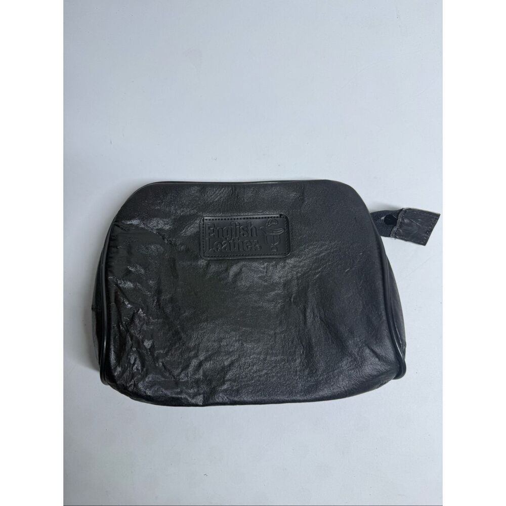 English Leather toiletries bag travel kit black leather.